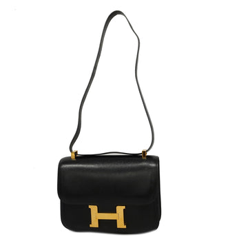 Hermes Constance 23 R Stamp Women's Box Calf Leather Shoulder Bag Black