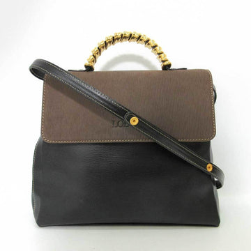 LOEWE Bag Velazquez Handbag Black x Brown Shoulder 2way Women's Leather