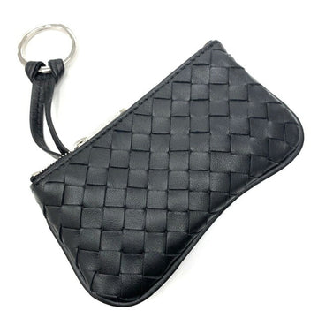 Bottega Veneta Intrecciato coin case with key ring 131232 black men's women's unisex wallet purse gift