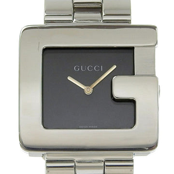 GUCCI G square watch 3600M stainless steel silver Swiss made quartz analog display black dial men's