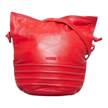 LOEWE shoulder bag pouch red leather ladies