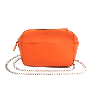 J&M DAVIDSON Chain Women's Leather Shoulder Bag Orange