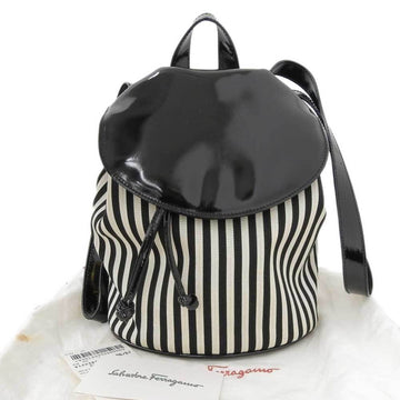 SALVATORE FERRAGAMO Ferragamo FERRAGAMO stripe rucksack backpack black white AT 21 6186