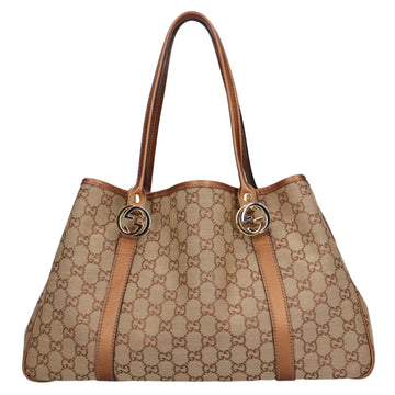 GUCCI GG Twins Canvas Tote Bag Beige Ladies