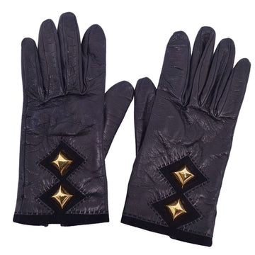 HERMES gloves Medor metal fittings lamb leather ladies black