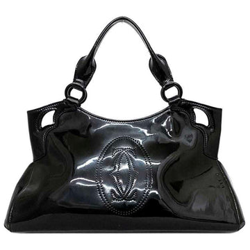 CARTIER handbag Marcello SM black mast L1000833 patent leather enamel tote bag ladies