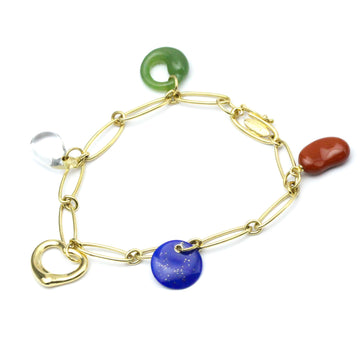 TIFFANY Open Heart Beans Teardrop Round Eternal Circle Bracelet Yellow Gold [18K] Crystal,Lapis Lazuli Charm Bracelet Gold