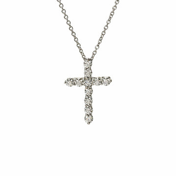 TIFFANY&Co.  Small Cross Diamond Women's Pt950 Platinum Necklace