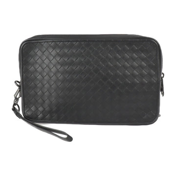 Bottega Veneta intrecciato second bag 391670 leather black wristlet clutch pouch