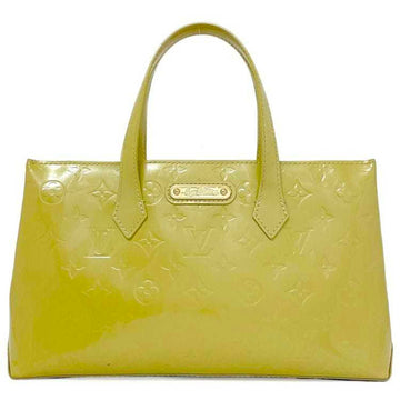 LOUIS VUITTON Handbag Wilshire PM Yellow Green Monogram Vernis M91643 Patent Leather M049  Embossed Enamel LV