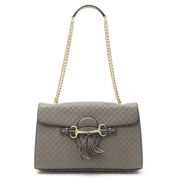 GUCCI Micro sima Emily Shoulder Bag Chain Tassel Leather Gray 449635