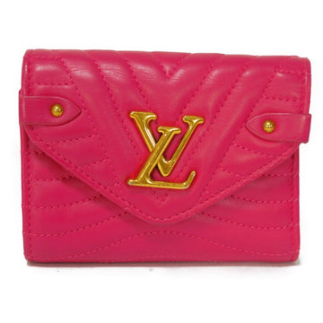 LOUIS VUITTON Trifold Wallet New Wave Compact Embossed Multicolor Pink LV Freesia M63821 Women's