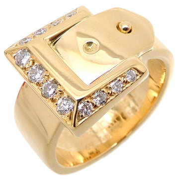HERMES #49 Belt Motif Diamond Ladies Ring 750 Yellow Gold No. 7