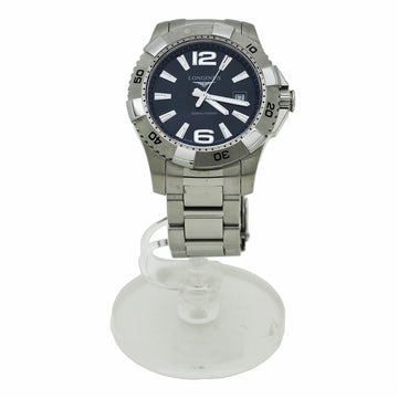 LONGINES Hydro Conquest Watch L3.647.4 Men's Quartz Silver Bracelet Black Dial