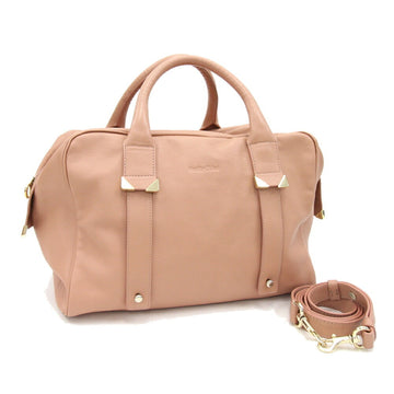 SEE BY CHLOE  Handbag Pink Beige Leather Shoulder Bag Boston Ladies