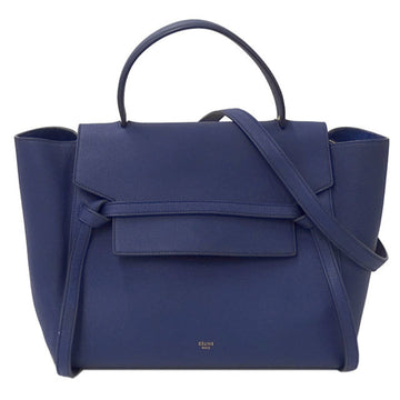 CELINE bag ladies 2way handbag shoulder leather blue