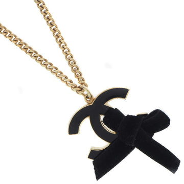 Chanel Cocomark Ribbon Gold Plated x Velor 07C Women's Necklace