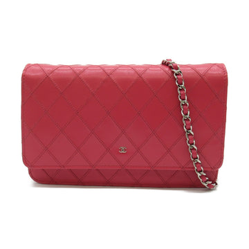 CHANEL Bicolore Chain Wallet Shoulder Bag Pink leather