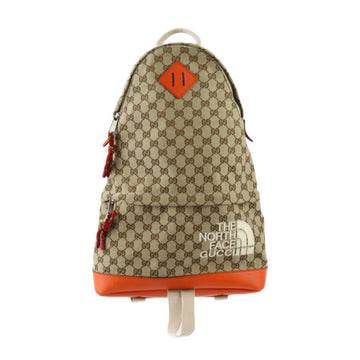 GUCCI THE NORTH FACE Collaboration Rucksack/Daypack 650288 GG Canvas Leather Beige Orange Silver Hardware Backpack
