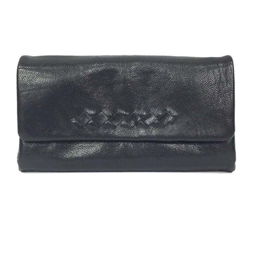 Bottega Veneta long wallet men's women's unisex black leather with coin purse