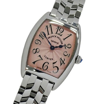 FRANCK MULLER Tonneau Curvex 1752 Watch Ladies Quartz Stainless Steel SS Silver Pink Polished