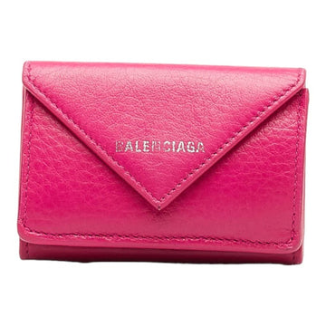 BALENCIAGA Paper Trifold Wallet 391446 Pink Leather Women's
