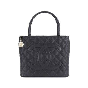 Chanel reissue tote bag caviar skin black A01804 silver metal fittings Medallion Tote Bag