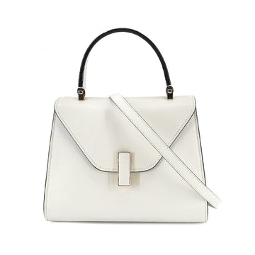 VALEXTRA Mini Iside 2way Hand Shoulder Bag Leather White V5E36