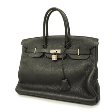 HERMES Handbag Birkin 35 L Engraved Taurillon Clemence Black Ladies