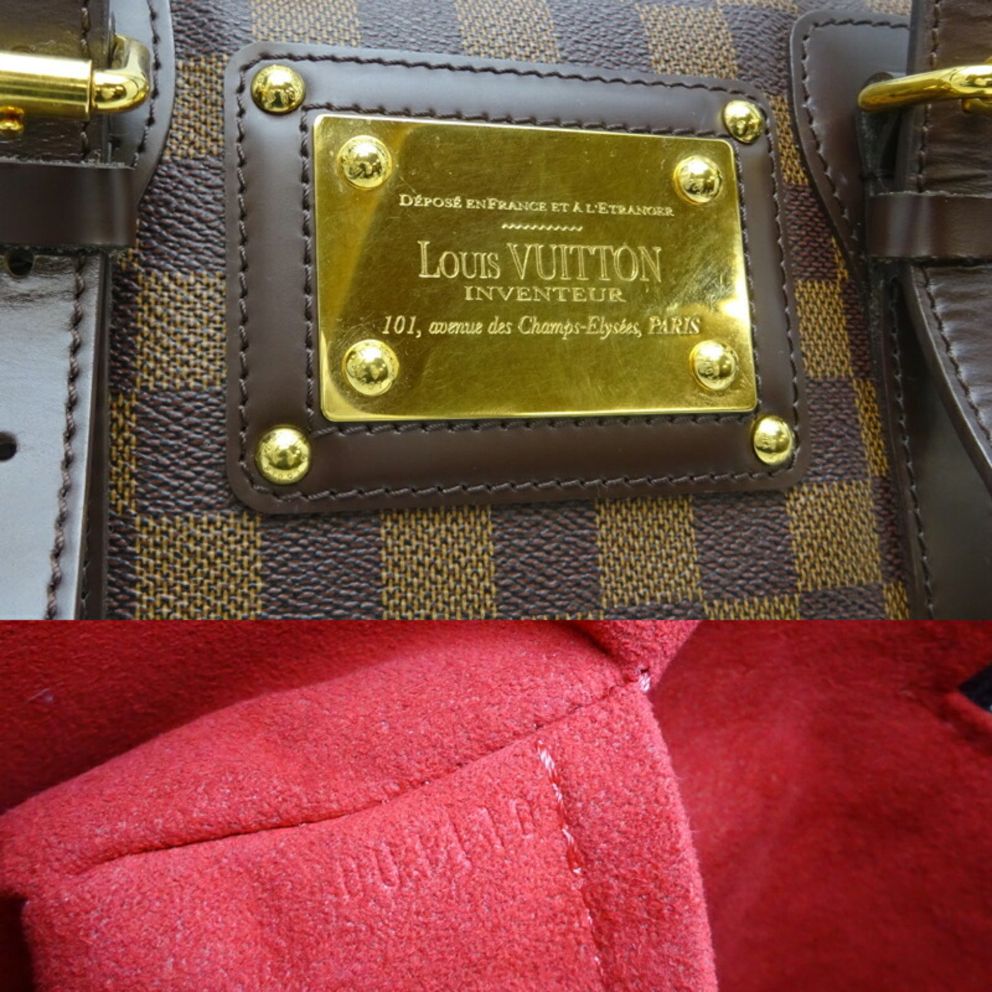 LOUIS VUITTON Berkeley Handbag Plate Damier Ebene N52000
