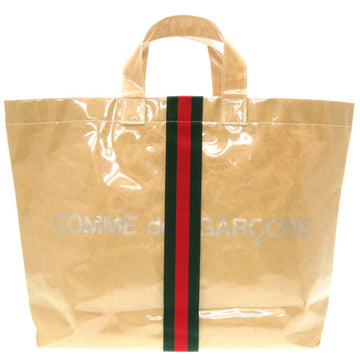 GUCCI x Comme des Garçons Sherry Line Vinyl Craft Beige Tote Bag Brown