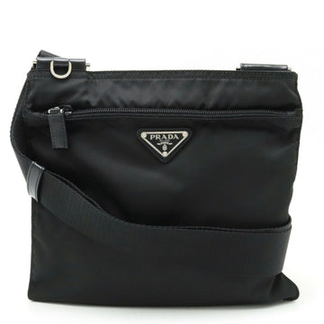PRADA Shoulder Bag Pochette Nylon Leather NERO Black 1BH978