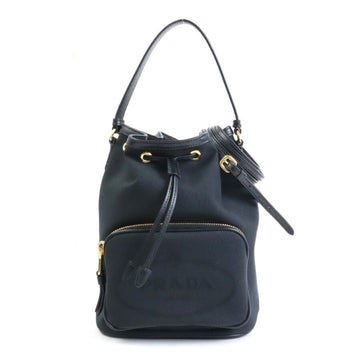 PRADA Handbag Crossbody Shoulder Bag Canvas/Leather Black Gold Ladies