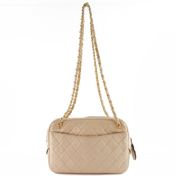 Chanel Chain Shoulder Cocomark Vintage Calf Beige Women's Bag