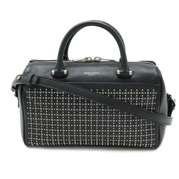 YVES SAINT LAURENT PARIS YSL Yves  Baby Duffle Handbag Shoulder Leather Studs Black 536934