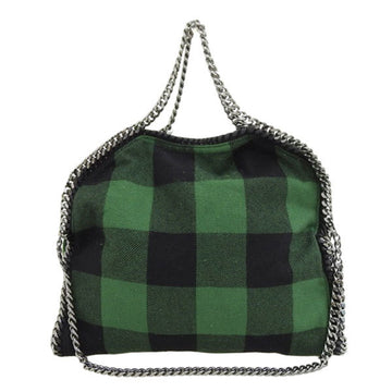 Stella McCartney Wool Falabella Check Chain Shoulder Bag Green/Black