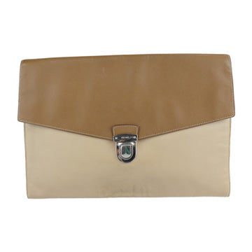 PRADA clutch bag VR0074 leather beige brown document second business