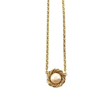 Chanel fake pearl round type necklace gold white vintage accessories Necklace