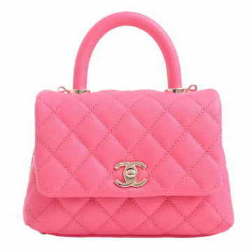 Chanel caviar skin matelasse here mark chain shoulder bag pink