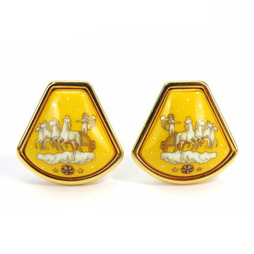 HERMES earrings enamel yellow gold cloisonne GP plated accessory ladies