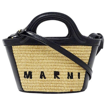 Marni Bag Ladies Handbag Shoulder 2way Tropicalia Straw Leather Beige Black