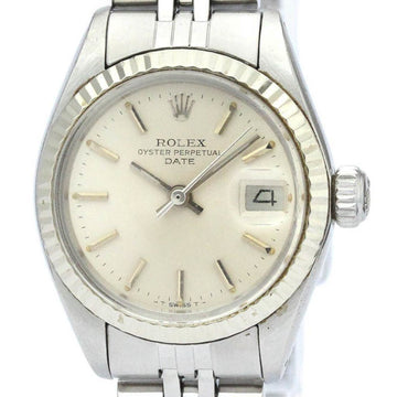 ROLEXVintage  Oyster Perpetual Date 6917 White Gold Steel Ladies Watch BF560548