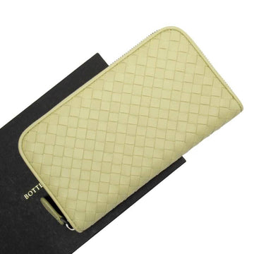 Bottega Veneta round fastener long wallet Intrecciato beige leather ladies men h23101
