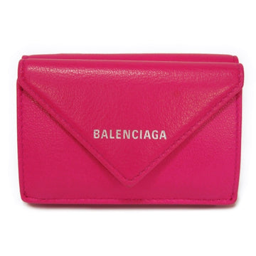 BALENCIAGA Trifold Wallet Paper Mini Foil Stamped Pink Compact New Logo Rose Magenta 391446 DLQ0N 5550 Women's Billfold
