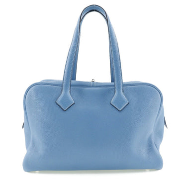 HERMES Victoria 35 Shoulder Bag Taurillon Clemence Blue Jean Made in France 2007 Silver hardware K bag Handbag A5 Double zipper Ladies