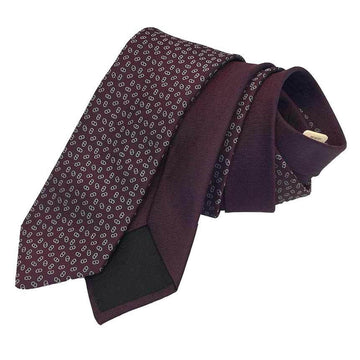 HERMES necktie CRAVATE DOUBLE G DPIBLE MAILLON Bordeaux Shane d'ancle lattice pattern men's