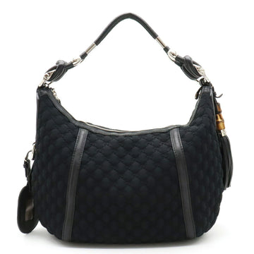 GUCCI GG Nylon Shoulder Bag Tassel Charm Leather Black 240261