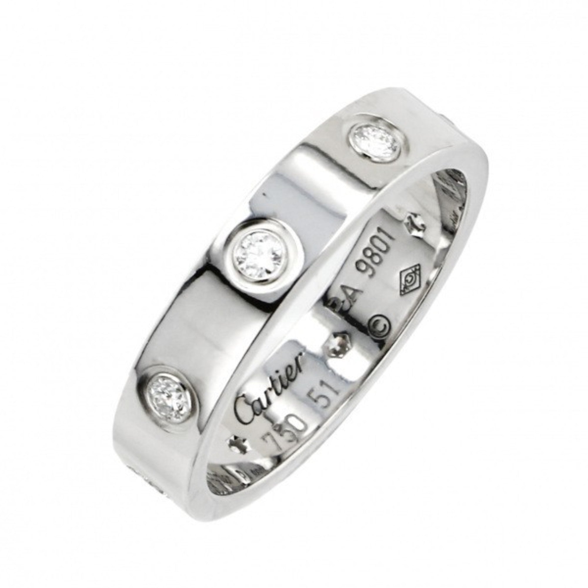 CARTIER 18K White Gold 6 Diamond 5.5mm LOVE Ring 48 4.5 463699 |  FASHIONPHILE