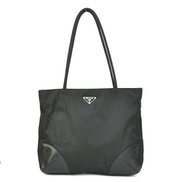 PRADA shoulder bag tote nylon / leather black silver unisex