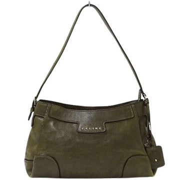 Celine Women's Shoulder Bag Leather Khaki Green